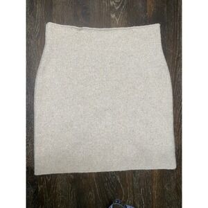 Vintage Krizia Maglia Italy AlPaca Wool Stretch Ribbed Sweater Skirt Sz 42 Beige